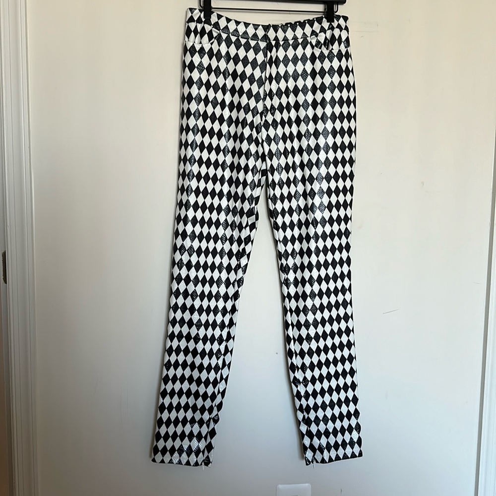 Diamond Faux Leather Pants